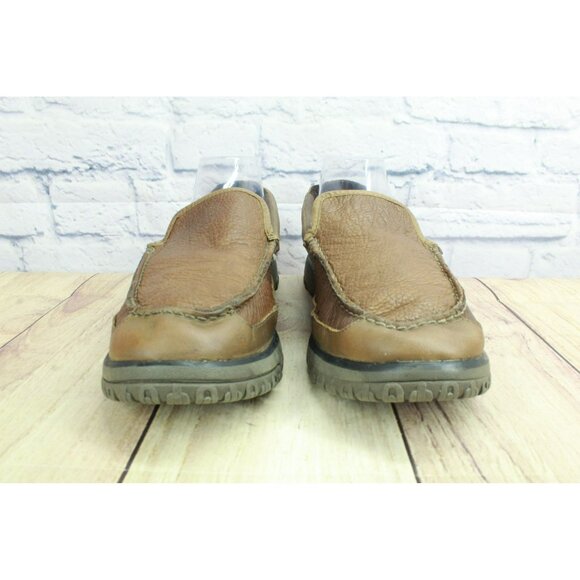 LL Bean All Week Brown Leather Shearling Lined Moccasin Slippers Size 10 M - Picture 4 of 10